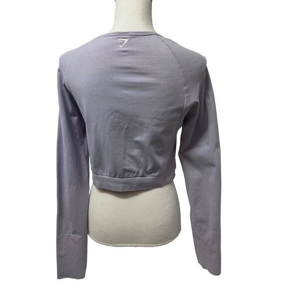 Gymshark Vital Seamless 2.0 Womens Crop Top Shirt XL Light Purple Lilac Stretch - Picture 2 of 8